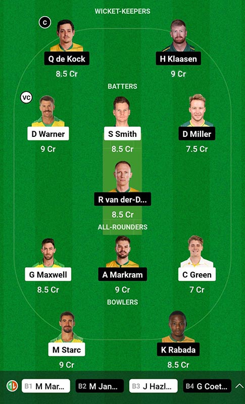AUS vs SA Dream11 Prediction, ODI World Cup 2023 Match 10, Best Fantasy Picks, Playing XI Update, Squad Update, And More