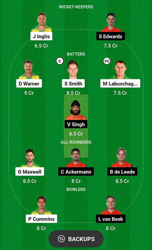 AUS vs NED Dream11 Prediction, ODI World Cup 2023 Match 24, Best Fantasy Picks, Playing XI Update, Squad Update, And More