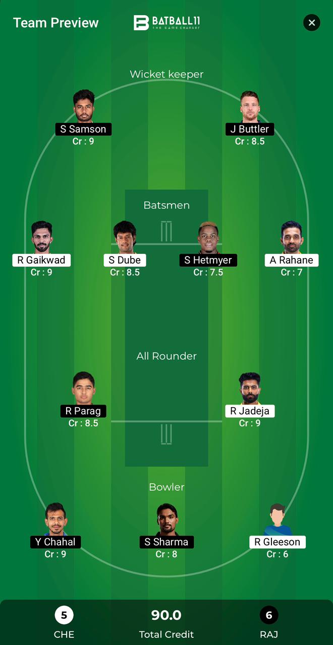 CHE Vs RR Dream11 Predictions - IPL 2024 Match 61