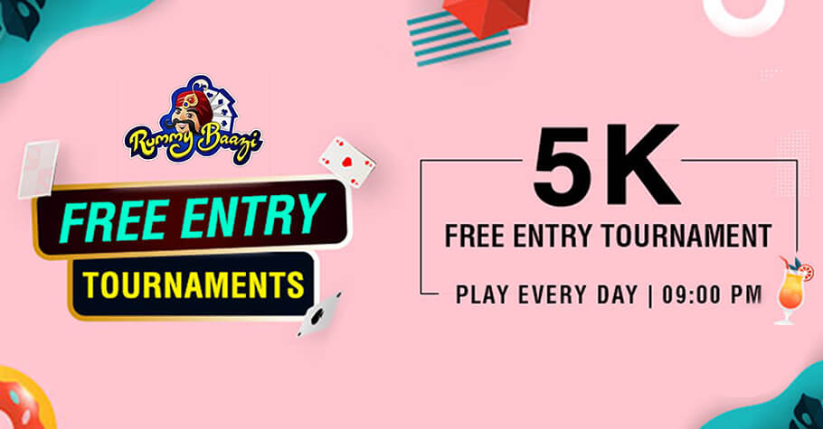 Free Entry Tournament Worth 5000 On RummyBaazi Everyday