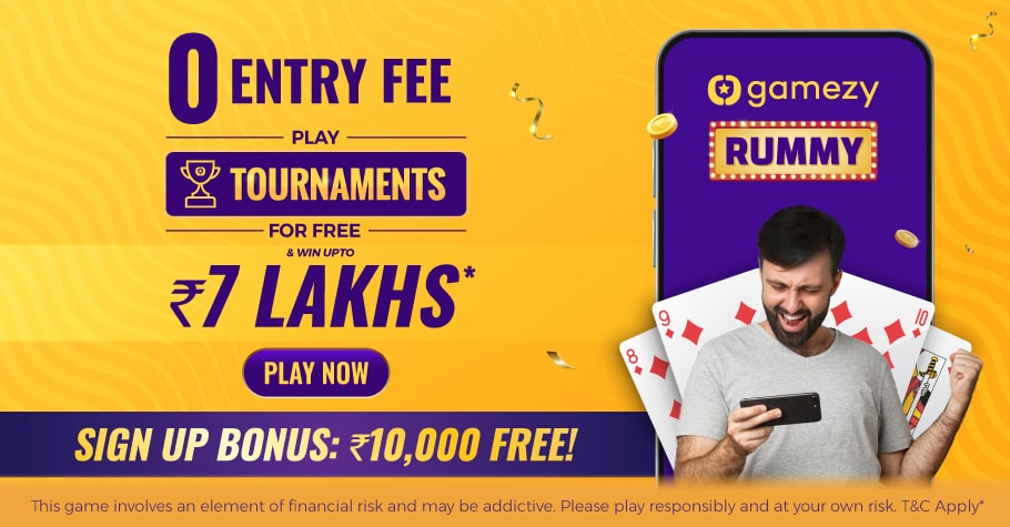 Sign-Up On Gamezy Rummy & Avail A Bonus Of ₹10,000