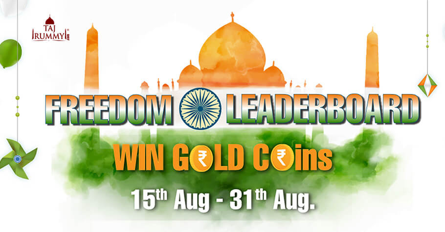 Grab Gold Coins In Taj Rummy’s Freedom Leaderboard