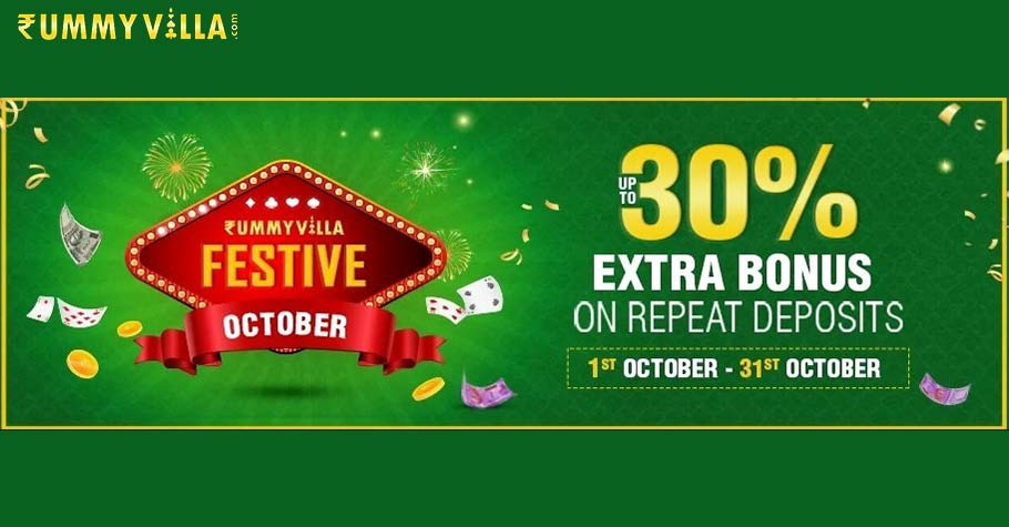Get Up To 30% Extra Bonus With Rummy Villa’s Festive October