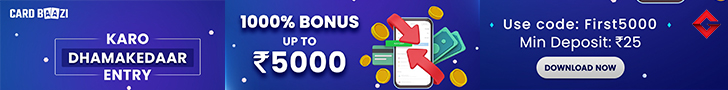 Get 1,000% Bonus On Your Deposits Only On CardBaazi!