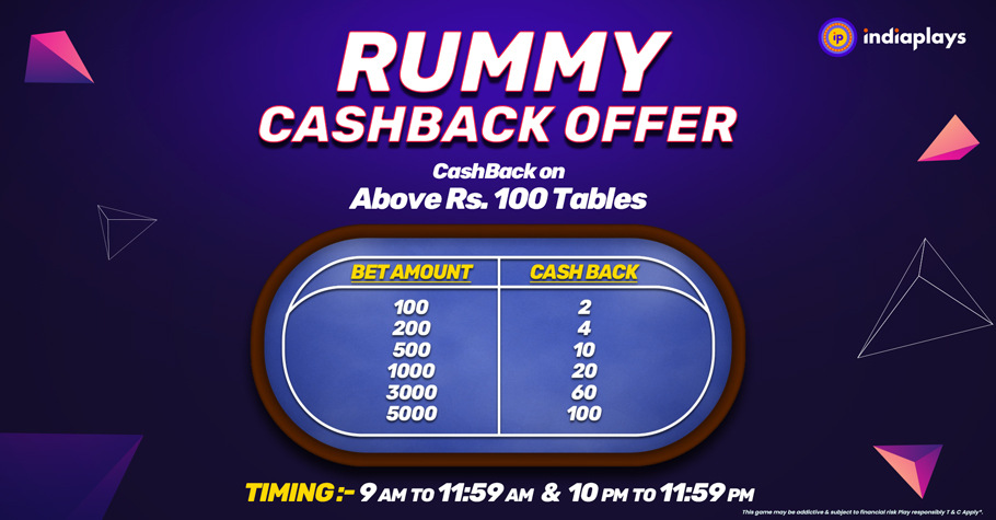 Get Cashback And Bonuses By Playing Rummy On IndiaPlays