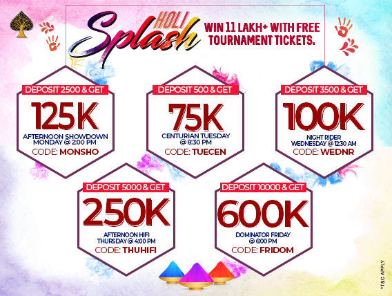 Exclusive Holi Splash Deposit offers on FTRpoker