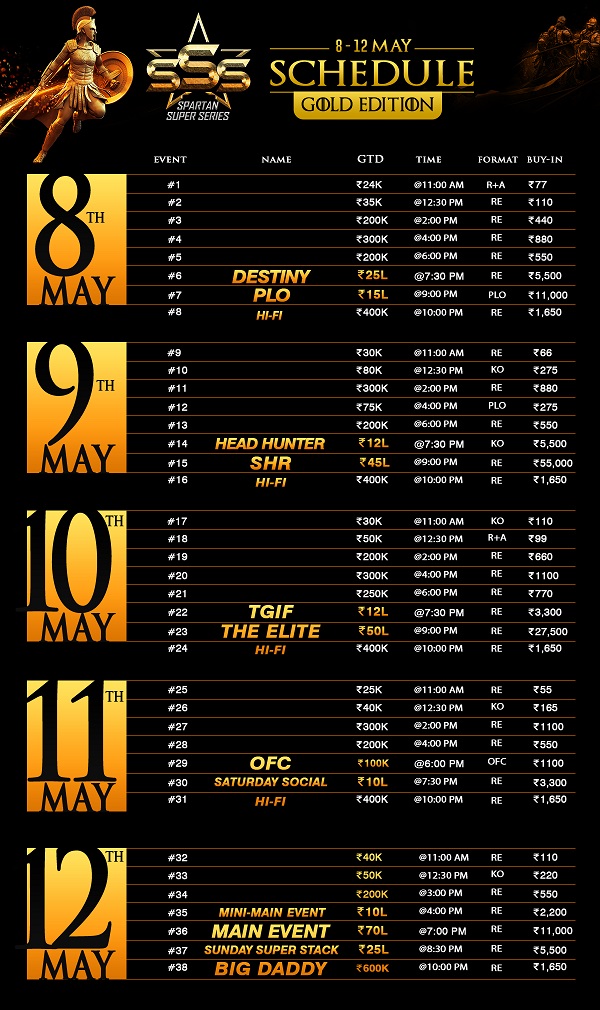 SSS Gold Edition Schedule