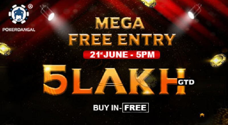 PokerDangal launches INR 5L GTD Mega Free Entry tournament!