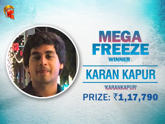 Karan Kapur wins Mega Freeze for 1.17L after 4-way deal