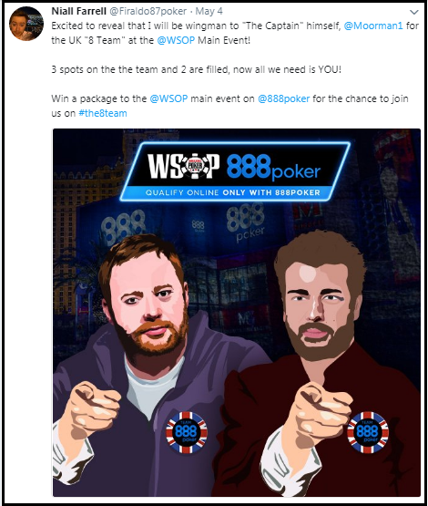 Niall Farrell joins 888Poker's 8-Team Promo