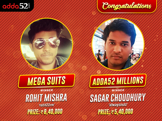 Rohit Mishra tops Mega Suits; Sagar Choudhury wins Millions