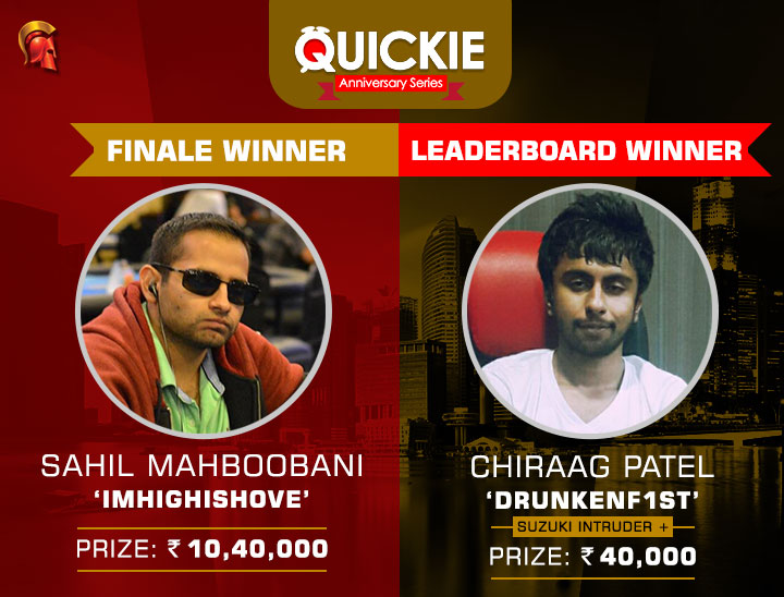 Sahil Mahboobani wins Quickie FINALE, Chiraag Patel tops leaderboard