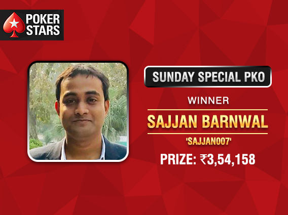 Sajjan Barnwal victorious in PokerStars Sunday Special