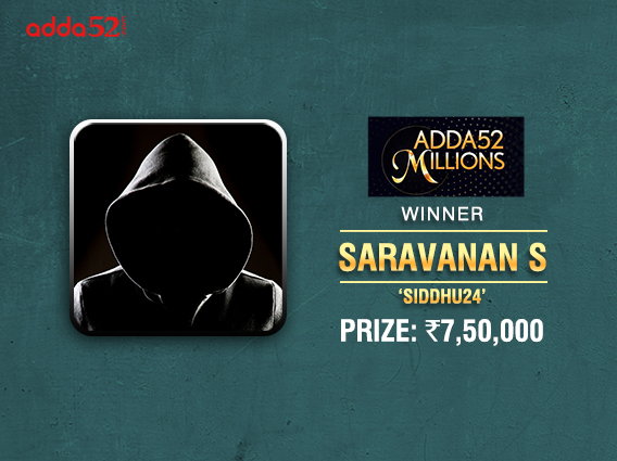 Saravanan S wins consecutive Adda52 Millions titles