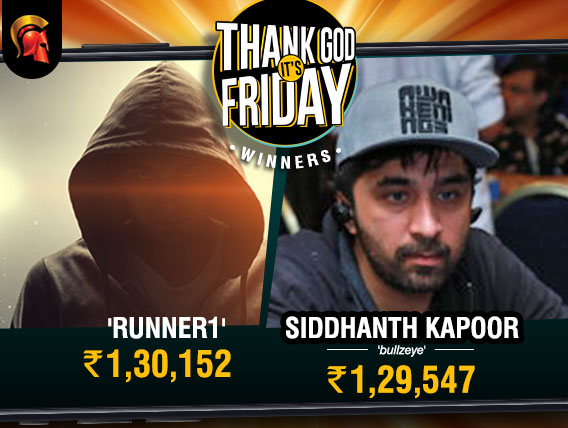 Siddhanth Kapoor and Runner1 share spoils in Spartan's TGIF