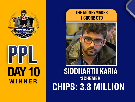 Siddharth Karia leads the final table of PPL MoneyMaker