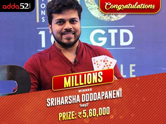 Sriharsha Doddapaneni conquers Adda52 Millions