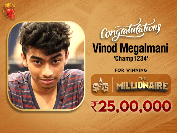 Vinod Megalmani is December Millionaire Champion on Spartan!