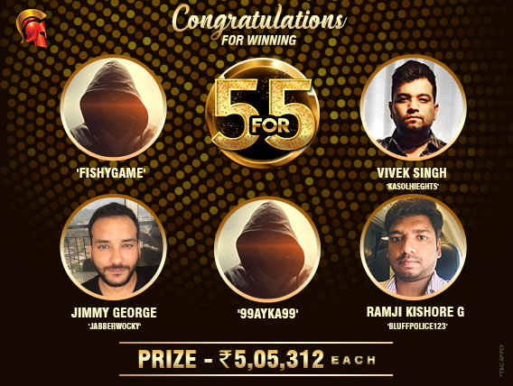 Vivek Singh, Jimmy George, Ramji Kishore G win in 5FOR5