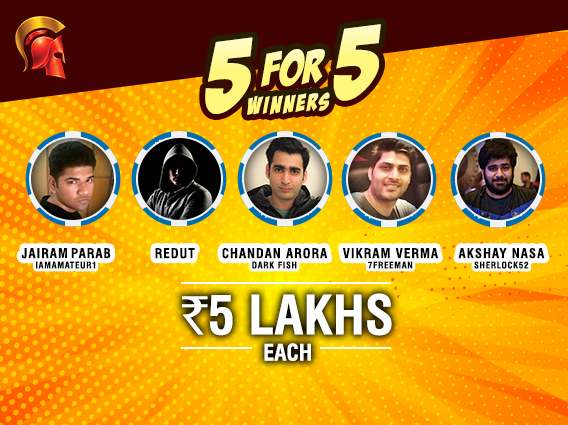 Five players take away 5L each in October's 5 for 5