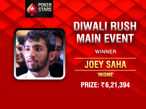 Joey Saha wins Diwali Rush Main Event on PokerStars