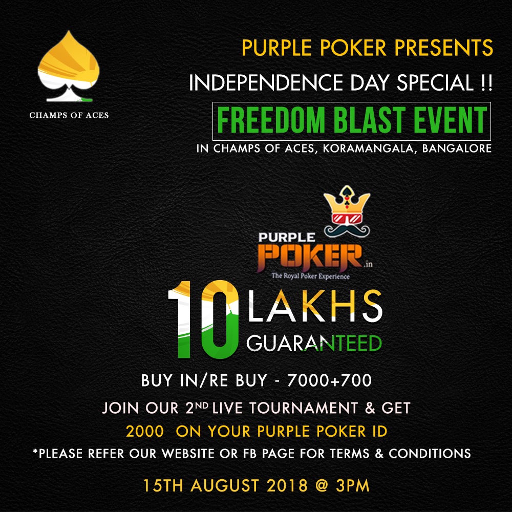 Purple poker to host live poker tournament in Bangalore