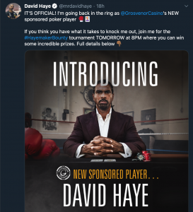 David hayes joins Team Grosvenor Poker