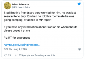 Former High-Stakes Pro Brad Booth Reported Missing