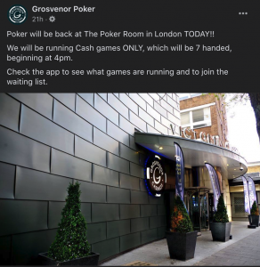 Live Poker Returns to United Kingdom, Cash Games Only