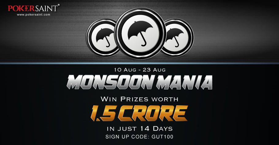 PokerSaint Unveils Prizes Worth INR 1.5 Cr in Monsoon Mania!