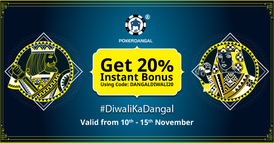 Smashing 20% Instant Bonus on PokerDangal this Diwali!