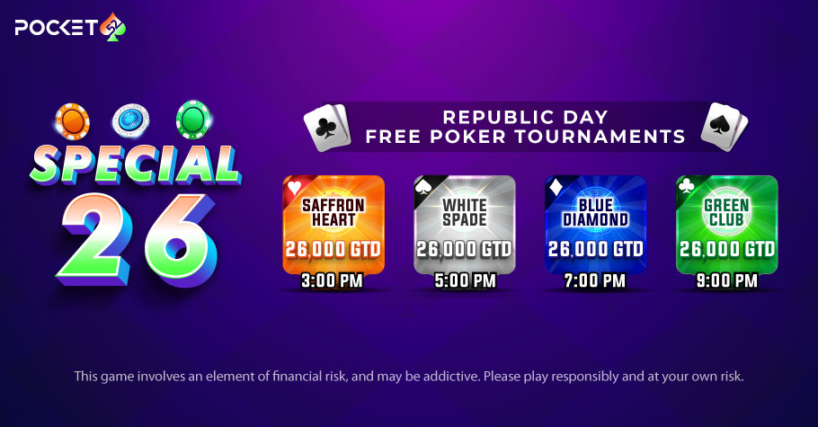 This 26 January, be a Digital Patriot with Pocket52’s ‘Special26’ Free-to-Play 4 Online Poker Tournaments