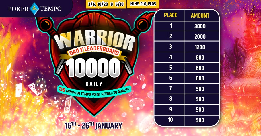 Poker Tempo Warrior Leaderboard