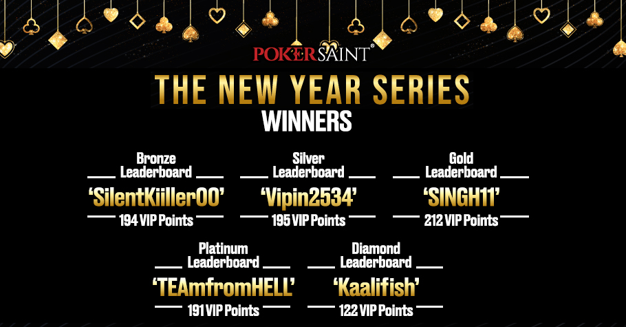 PokerSaint: Winners of the 'New Year Series'