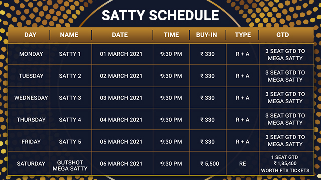 Gutshot Chosen One Satty Schedule