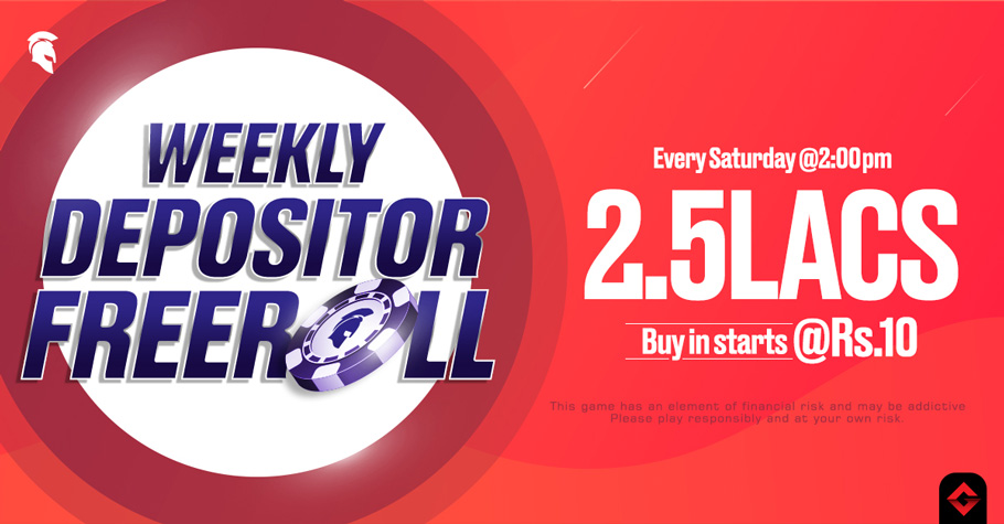 Spartan Poker’s Weekly Depositor Freeroll assures INR 2.50 Lakh GTD