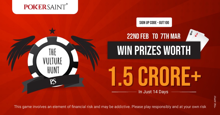 INR 1.5 Crore Worth Prizes Up For Grabs With PokerSaint’s The Vulture Hunt