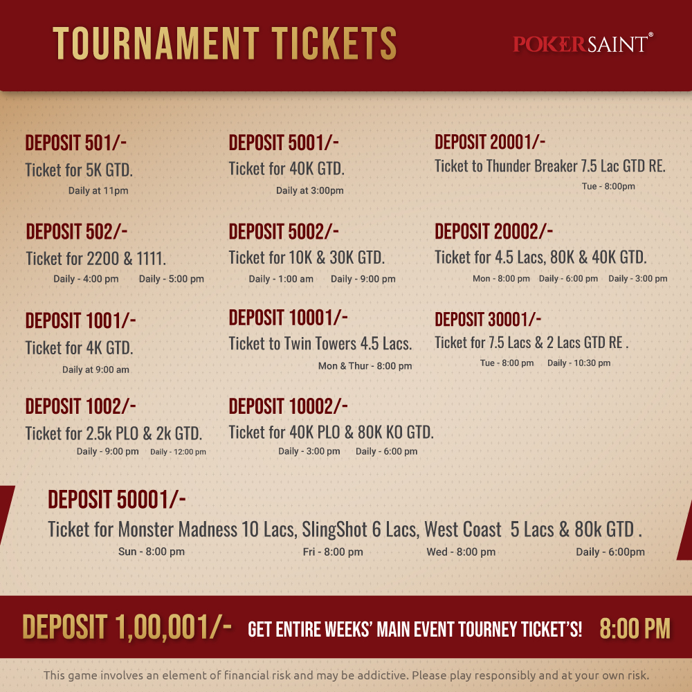 Get FREE Tickets To PokerSaint Tournaments! Yes, FREE!