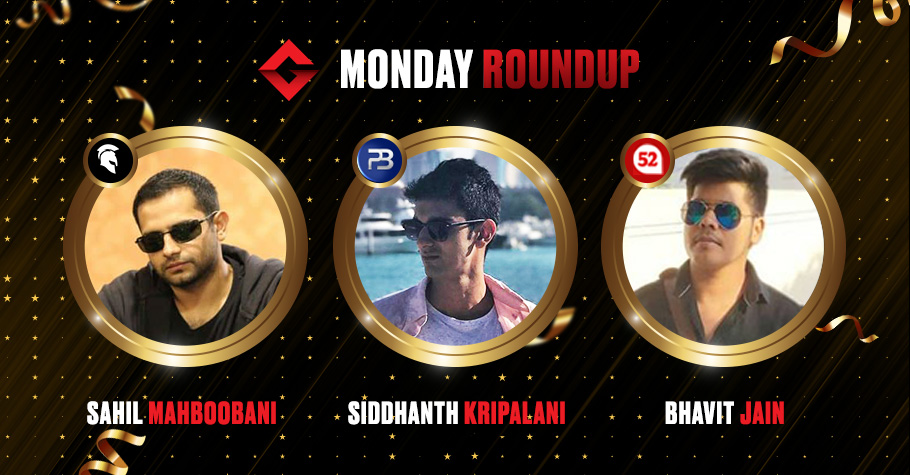 Monday Round Up: Mahboobani, Kripalani & Jain Crush Online Poker Felts