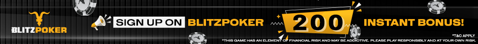 Blitzpoker 200 Instant Bonus 970X90