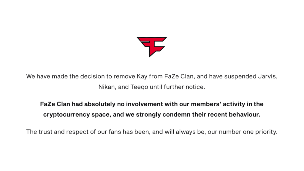 Faze Clan Suspends Members Accused Of ‘Pump and Dump’ Scam 