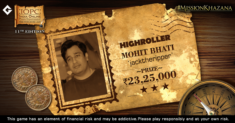 Mohit Bhati Breaks The Final Table Jinx; Wins IOPC Highroller