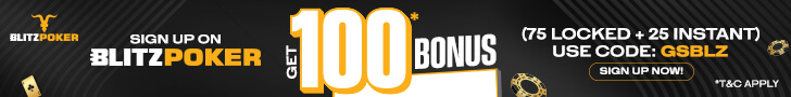 Blitzpoker Rs 100 Sign up offer