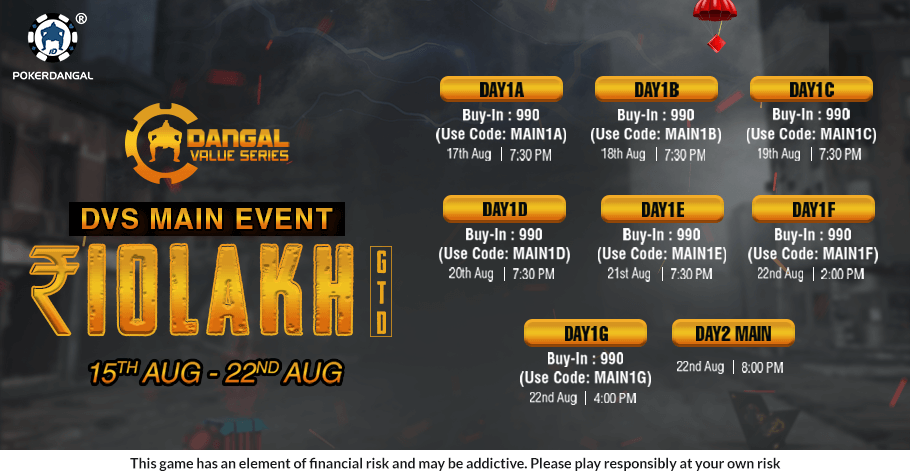 Fight For Your Spot In PokerDangal’s DVS Main Event 10 Lakh GTD