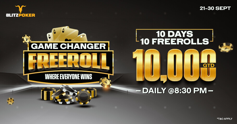 BLITZPOKER’S Game Changer Promotion Offers 10 Freerolls Worth 1 Lakh