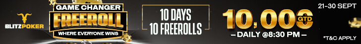 BLITZPOKER’S Game Changer Promotion Offers 10 Freerolls Worth 1 Lakh