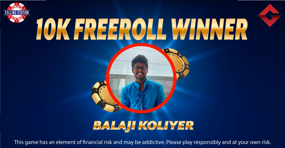 Balaji Koliyer Nails Gutshot’s Exclusive 10K Freeroll On Calling Station