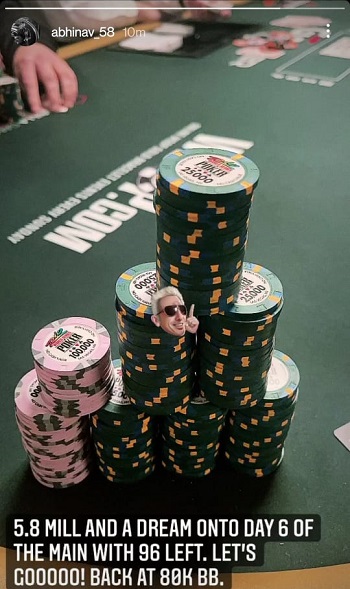 Abhinav Iyer IG story - WSOP 2021 Main Event