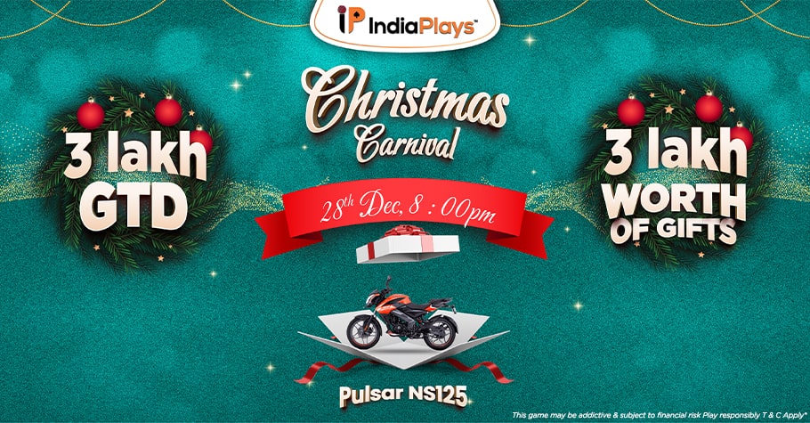 Play Christmas 1 Lakh GTD Tourney On IndiaPlays To Win A Pulsar NS125 & More