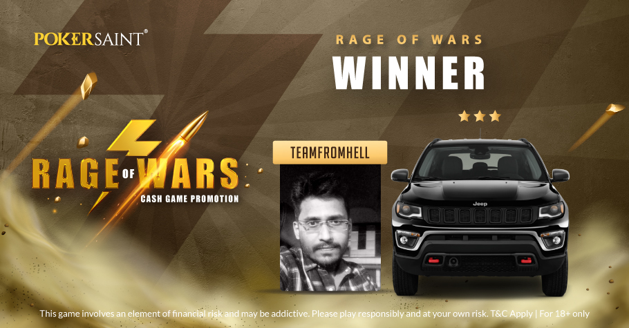 ‘TEAmfromHELL’ Tops PokerSaint’s Rage of War Leaderboard, Wins A Jeep Compass